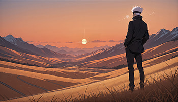 Satoru Gojo Sunset, satoru-gojo, dark, anime, artwork, digital-art, art, artist, ai, deviantart HD wallpaper