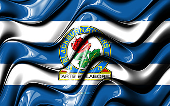 Blackburn Rovers flag, , blue and white 3D waves, EFL Championship, english football club, football, Blackburn Rovers logo, soccer, Blackburn Rovers FC HD wallpaper