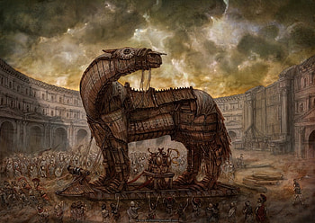 trojan horse, plan, wood, attack, hidden, gift HD wallpaper