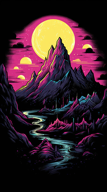 Colorful Dark Mountain, colorful, dark, black, nature, mountain, dark nature HD phone wallpaper
