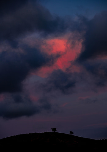 Nature, Sky, Twilight, Clouds, Dusk, Hill HD phone wallpaper