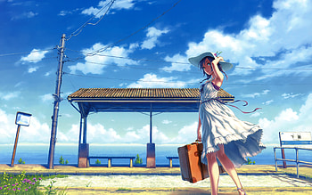 Anime Girl On Vacation, anime, anime-girl HD wallpaper
