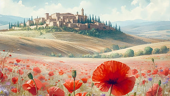 Dream of Tuscany, Tuscany, landscape, Digital Art HD wallpaper