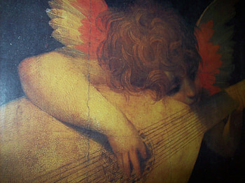 Angel and guitar, art, musicante, guitar, angel, rosso fiorentino HD wallpaper