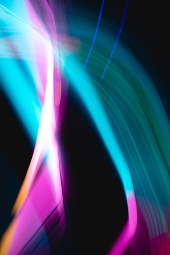 Dynamic abstract art with vibrant light streaks in pink and blue on a black background. HD phone wallpaper