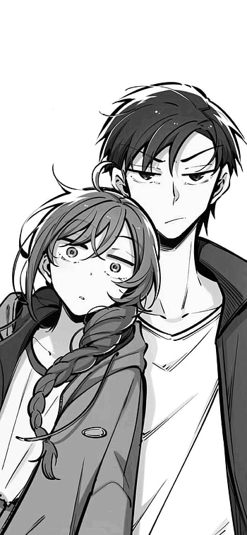 Anime Boy & Anime Girl, love, manhua, art, couple, anime_girl, anime_boy, black_and_white HD phone wallpaper