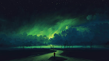 Verdant Moonlight , artist, artwork, digital-art, deviantart HD wallpaper
