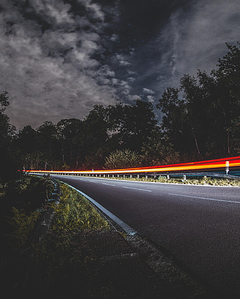 Night, Dark, Road, Turn, Long Exposure, Backlight, Illumination HD phone wallpaper
