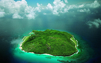 Island, sky, nature, forest, ocean HD wallpaper