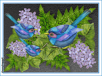 BLUE BIRD FAMILY, BIRDS, ART, , ABSTRACT HD wallpaper