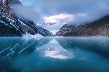 Frozen Echoes Lake Louise Winter Reflections, lake, winter, reflection, nature HD wallpaper