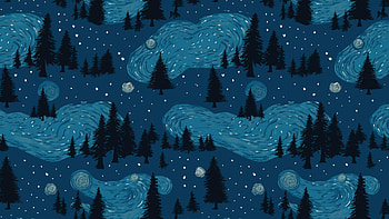 background with trees and stars, tree, Stars HD wallpaper