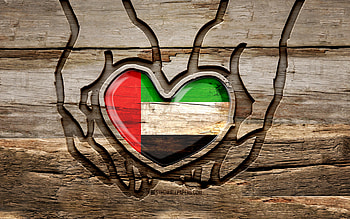 I love United Arab Emirates, , wooden carving hands, Day of United Arab Emirates, United Arab Emirates flag, Flag of United Arab Emirates, Take care UAE, creative, UAE flag, Asian countries, United Arab Emirates HD wallpaper