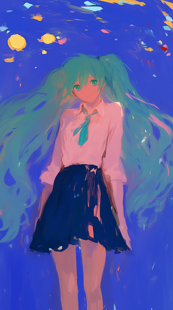 Aqua Canvas — Hatsune Miku , painting, Hatsune Miku, blue, anime girl HD phone wallpaper