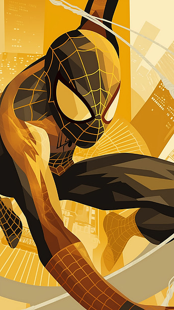 Gold Web: Spider-Man Adventure, Comic, spider man, yellow, superhero HD phone wallpaper