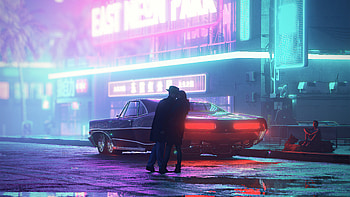 Neon Couple Kissing, neon, couple, love, artist, artwork, digital-art HD wallpaper