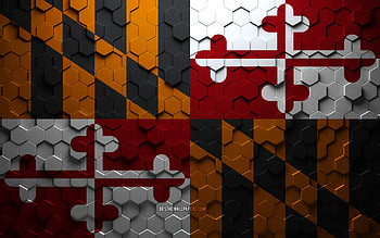 Flag of Maryland, honeycomb art, Maryland hexagons flag, Maryland, 3d hexagons art, Maryland flag HD wallpaper