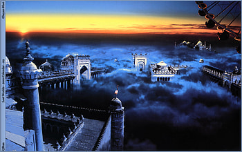 Shangri-La, quiet, fog, town, sunrise HD wallpaper