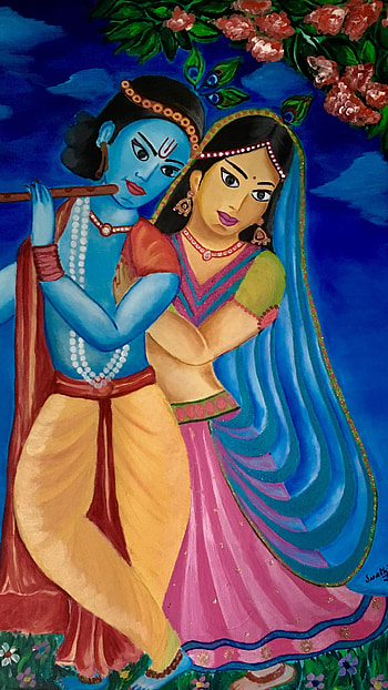 Radha Krishna , Painting, Art HD phone wallpaper