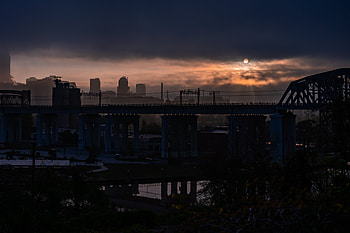 Cities, Sky, Sun, Bush, Road, Bridge HD wallpaper