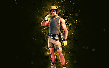 Hat LazarBeam, , yellow neon lights, Fortnite Battle Royale, Fortnite characters, Hat LazarBeam Skin, Fortnite, Hat LazarBeam Fortnite HD wallpaper