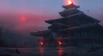 Fantasy, Art, Lock, Pagoda, Temple, Japanese Temple HD wallpaper