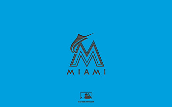 Miami Marlins, blue background, American baseball team, Los Miami Marlins emblem, MLB, Miami, USA, baseball, Miami Marlins logo HD wallpaper