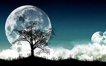 Enchanting moonlight, Mysterious night sky, Lunar radiance, Dreamlike ambiance HD wallpaper