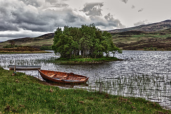 Nature, Rivers, Trees, Grass, Clouds, Boats HD wallpaper