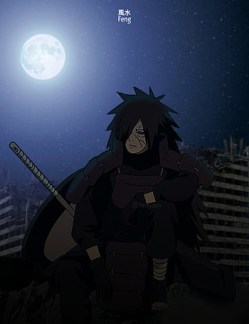 Madara Uchiha, naruto, sky, halloween, moon, anime HD phone wallpaper