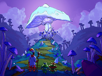 mushroom, fantasy, people HD wallpaper