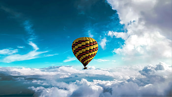 Hot air balloon above clouds HD wallpaper