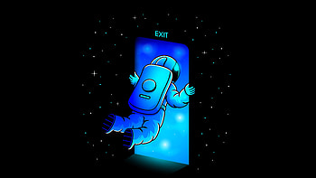 Exit door, astronaut, artwork HD wallpaper