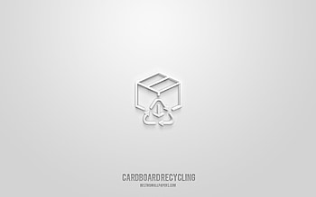 Cardboard Recycling 3d icon, white background, 3d symbols, Cardboard Recycling, mail icons, 3d icons, Cardboard Recycling sign, mail 3d icons HD wallpaper