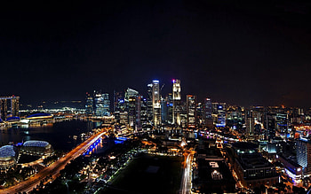 Cities, Night, City, Panorama, Singapore HD wallpaper