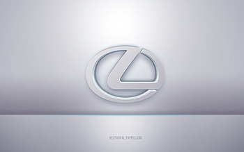 Lexus 3d white logo, gray background, Lexus logo, creative 3d art, Lexus, 3d emblem HD wallpaper