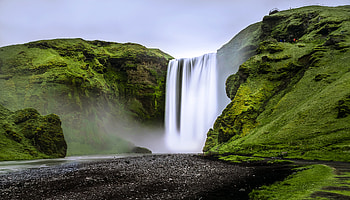 Landscape, Nature, Rocks, Waterfall, Moss HD wallpaper