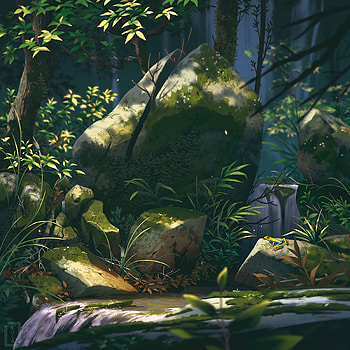 Plants, Art, Rock, Waterfall, Branches, Stone HD phone wallpaper