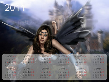 Calendar 2011, fairy, fantasy, 3d, calendar HD wallpaper
