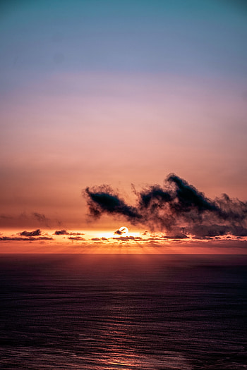 Nature, Sunset, Sky, Sea, Sun, Clouds, Horizon, Dark HD phone wallpaper