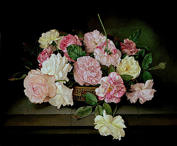 By Jose Escofet, rose, painting, art, flower, jose escofet HD wallpaper
