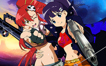 Bang Bang, gurren lagann, cute, red hair, beauty, gun, stunning, sexy, yoko littner, winking, yoko, hot, bikini, beautiful, anime girl, ritona, pretty, wink, weapon, tengen toppa gurren lagann HD wallpaper