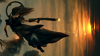 Action Babe, babe, action, , sky, girl, gun, water HD wallpaper