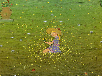 Picking flowers, flower field, girl, grass, flowers HD wallpaper