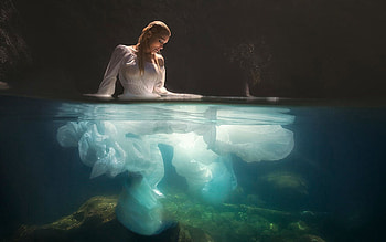 Atlantis Fairy Tale, girl, digital, water, art HD wallpaper