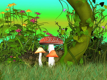 ✼.Beanstalk Flowers.✼, colorful, beanstalk, plants, cute, colors, mushroom, digital Art, animals, trees, sweet, beautiful, grass, ivy, leaves, fantasy, pretty, manipulation, cool, beans, lovely HD wallpaper