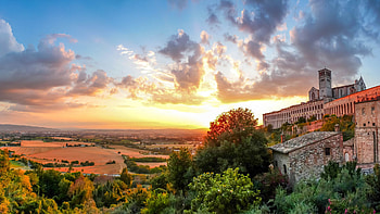 Basilica of Saint Francis, Amazing view, Sunset, Umb tour guide HD wallpaper