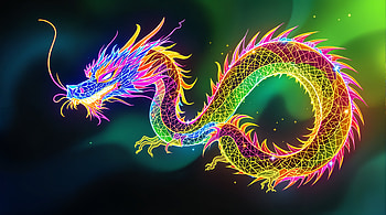 Neon Dragon: A Stunning Ultra, fantasy, colorful illustration, Digital Art, mythical creature HD wallpaper