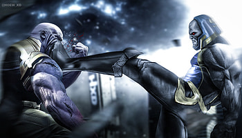 Thanos Vs Darkseid, darkseid, thanos, superheroes, supervillain, deviantart, artwork, digital-art HD wallpaper