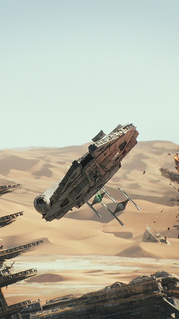 Movie Star Wars Episode VII: The Force Awakens Star Wars Millennium Falcon TIE Fighter Mobile HD phone wallpaper